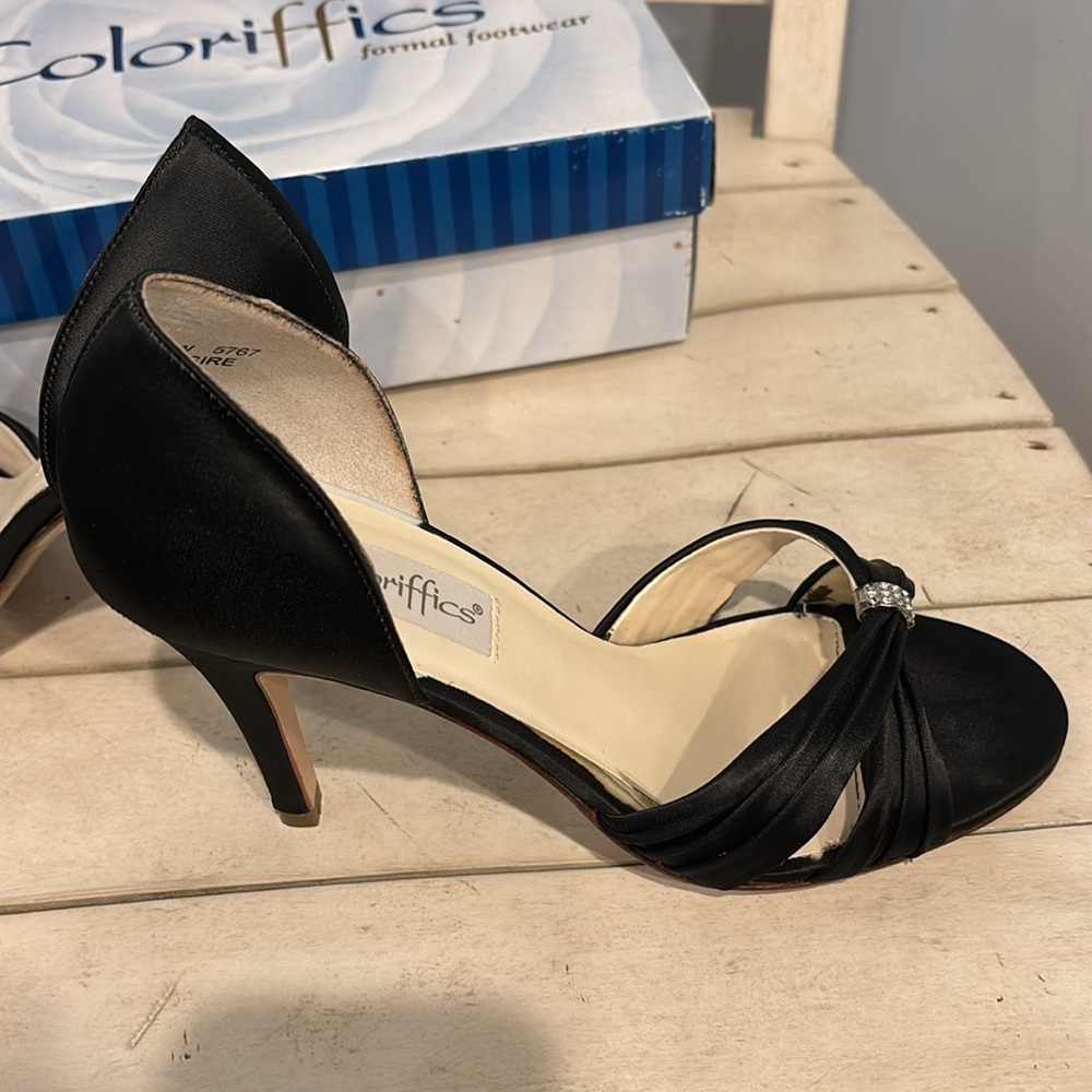 Coloriffics Black Dress Heels size 9.5W - Picture 6 of 8